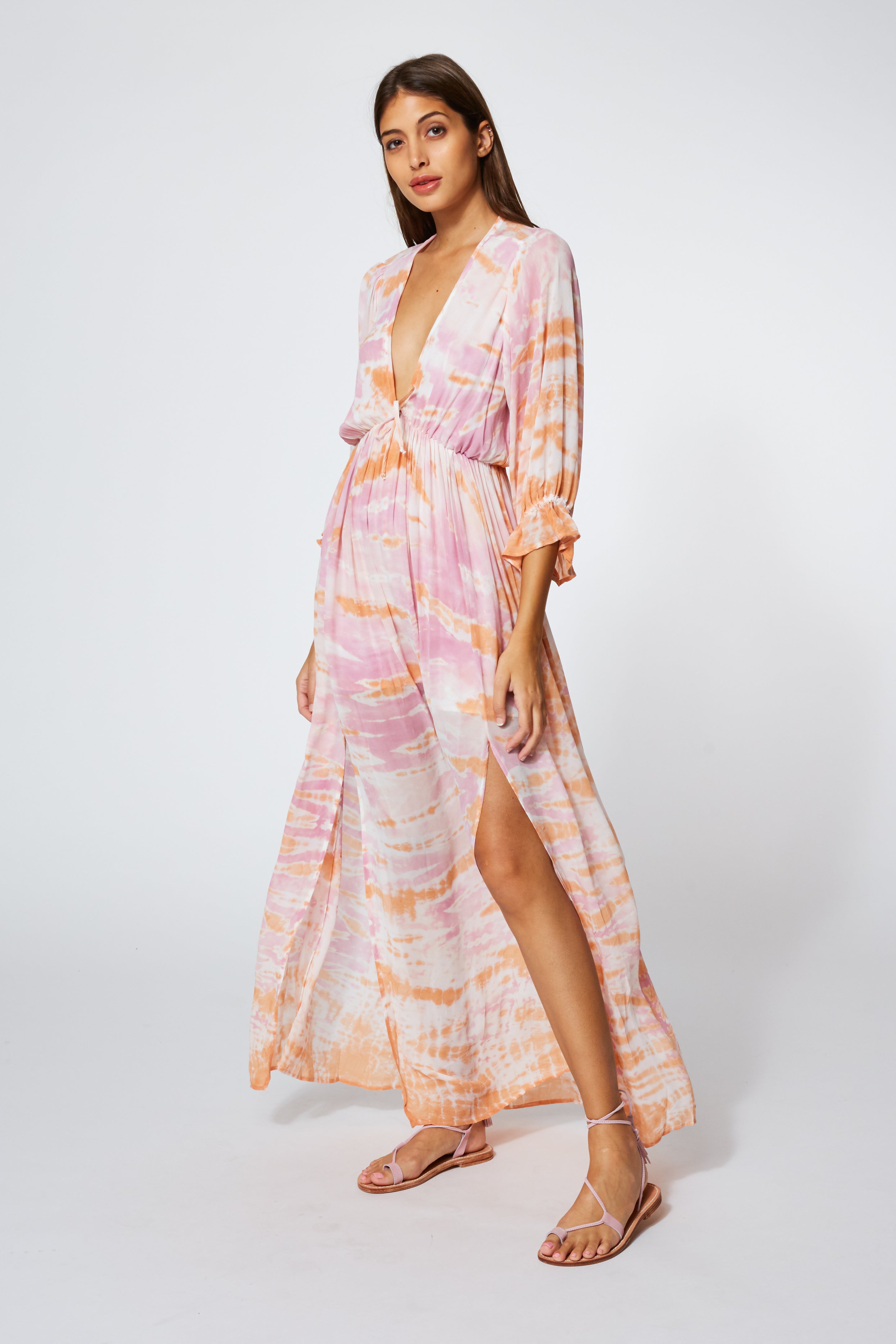 Meadow Dress In Peach Bamboo