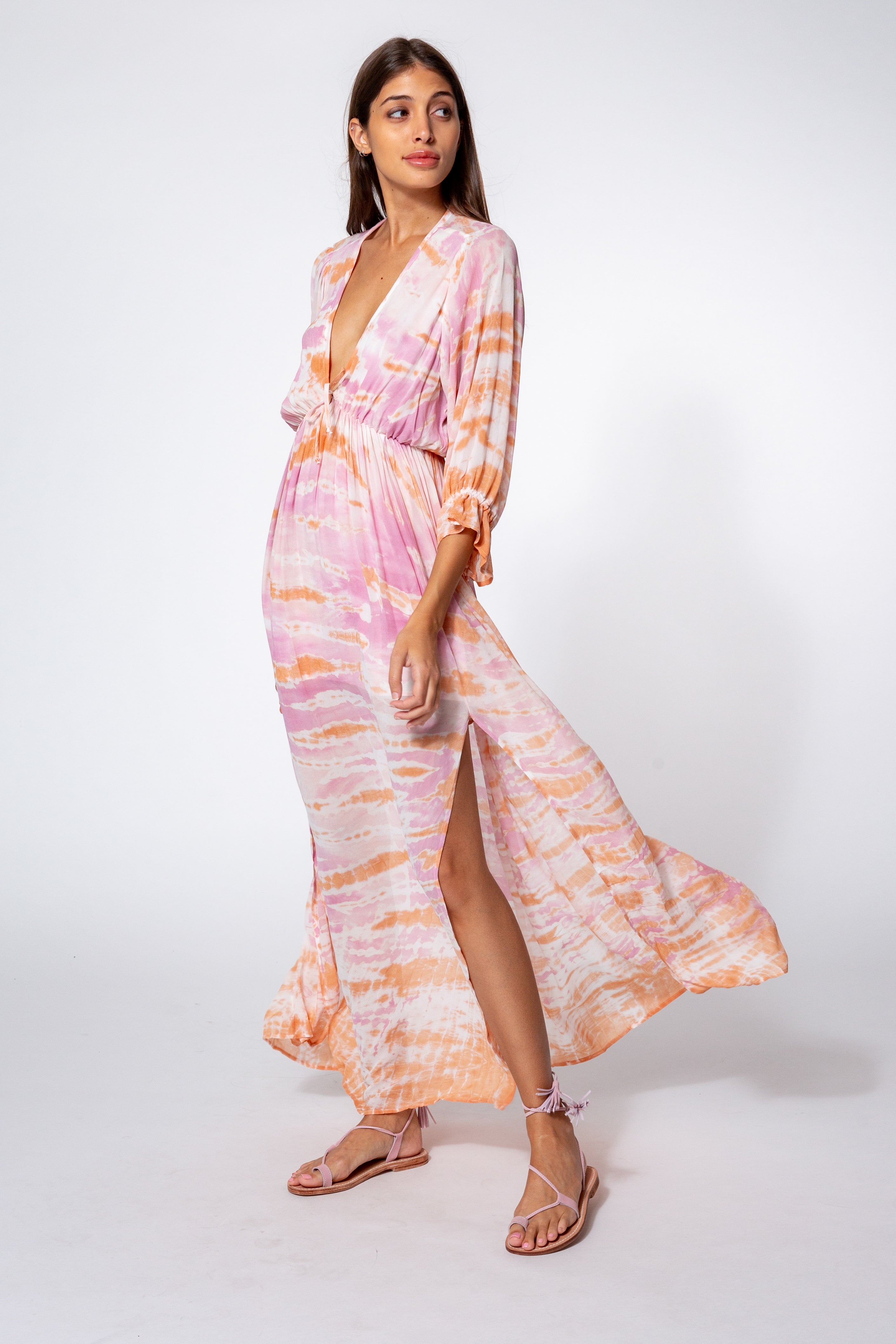 Meadow Dress In Peach Bamboo